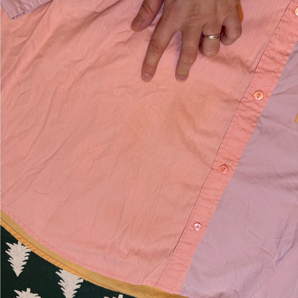 Abercrombie & Fitch Color Block Shirt Women’s X-Large Oversized Pastel - Picture 6 of 9